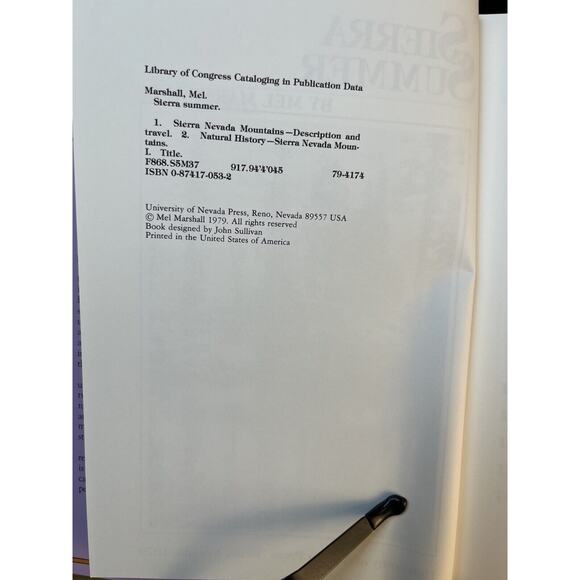 Sierra Summer by Mel Marshall Published in 1979 Hardcover First Edition - Picture 5 of 11